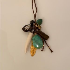 NWT Chan Luu Saber Tooth & Feather Charm necklace